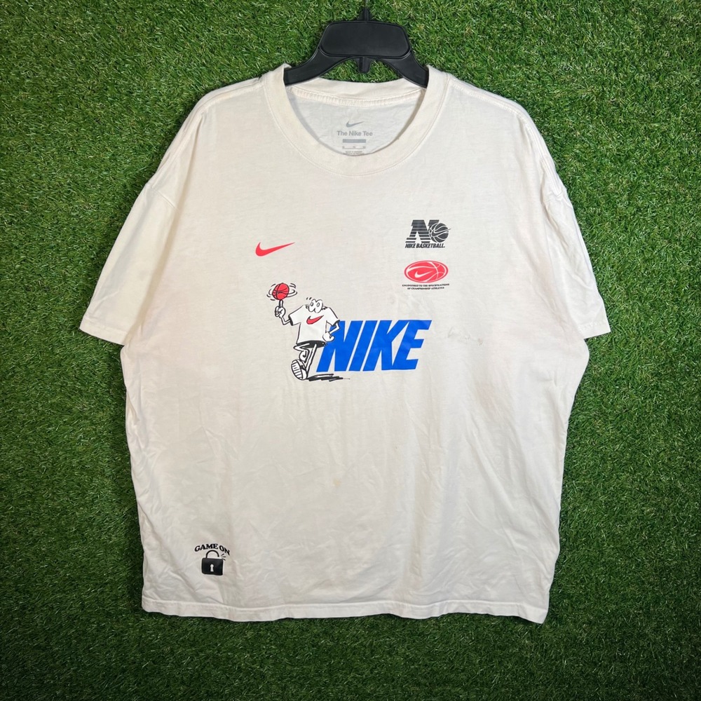 Nike Basketball Shirts Win Graphic T-Shirt White Mens XL Loose Fit